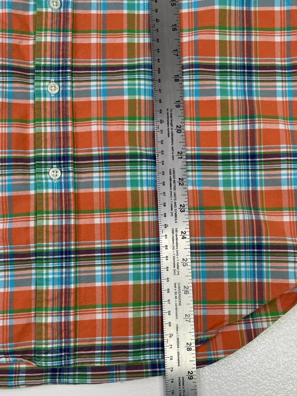 Polo Ralph Lauren Classic Fit Orange Multi Plaid Cotton Short Sleeve Shirt M